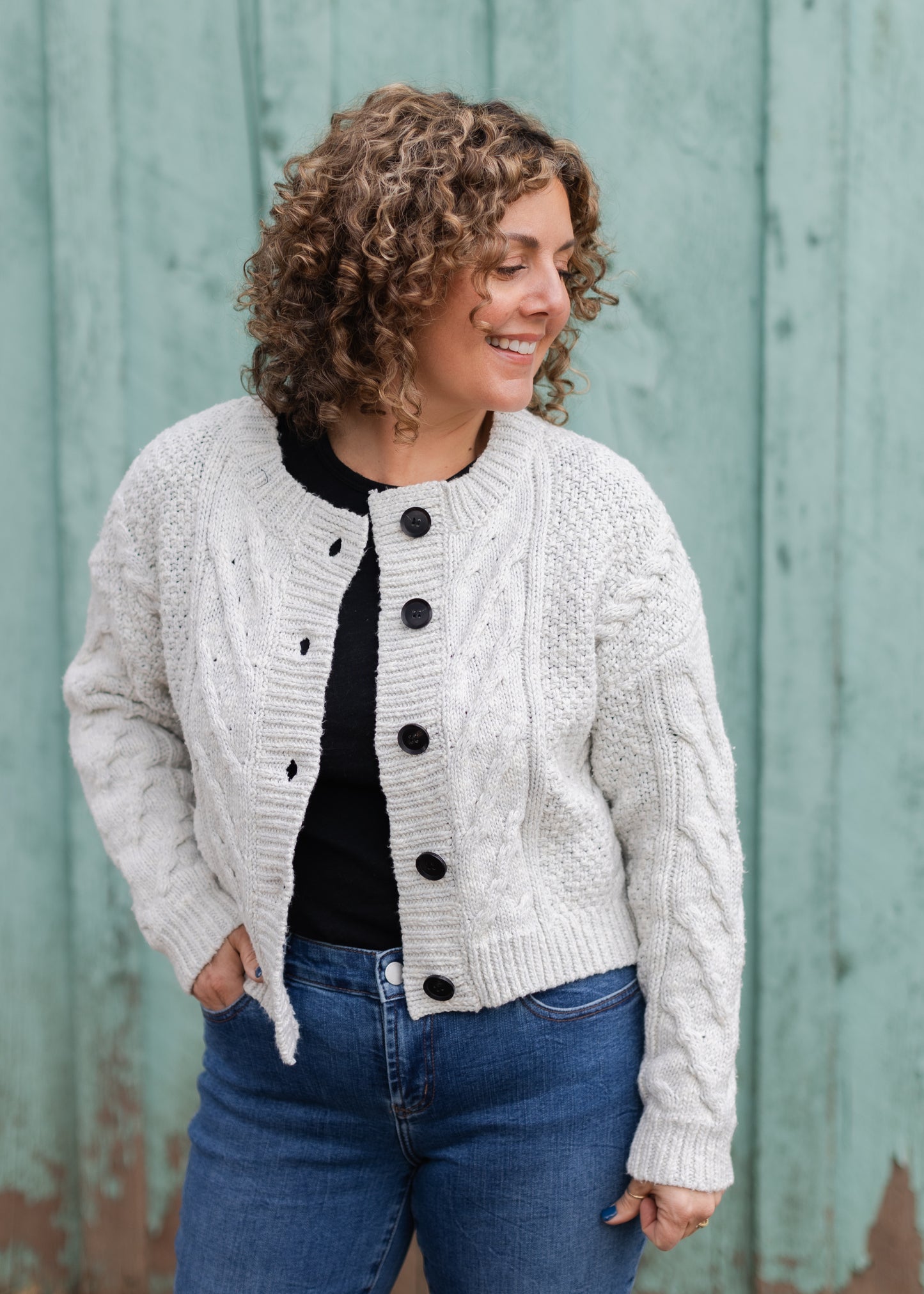 Alma Cardigan in Pearl Grey