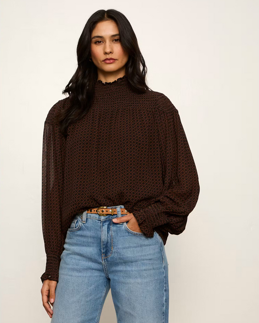 Ellie Smocked Popover in Espresso | Sanctuary