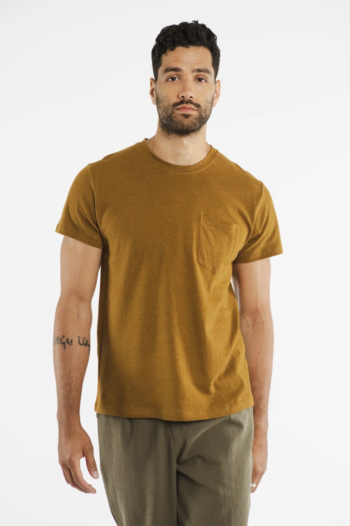 Hemp Pocket Tee in Mustard | Bridge & Burn