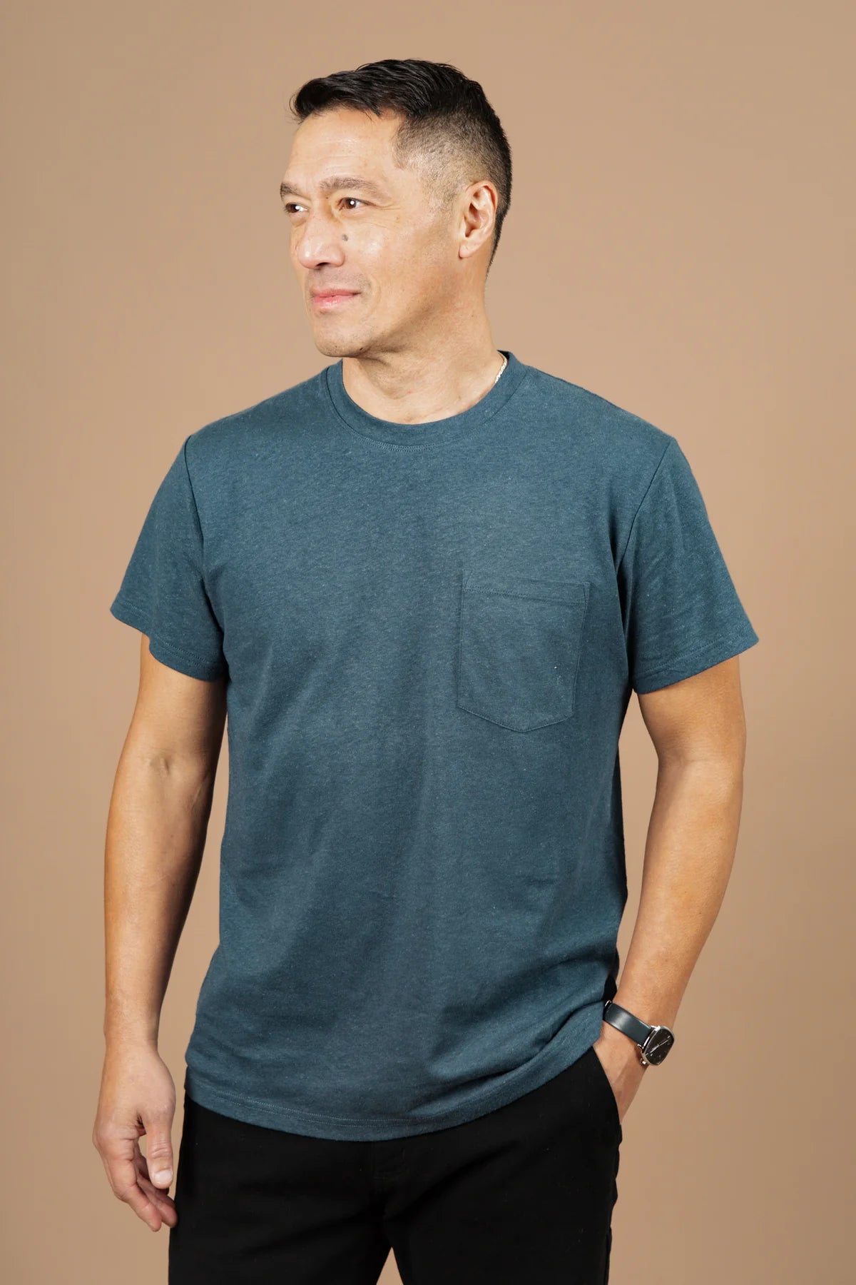 Hemp Pocket Tee in Storm Blue | Bridge & Burn