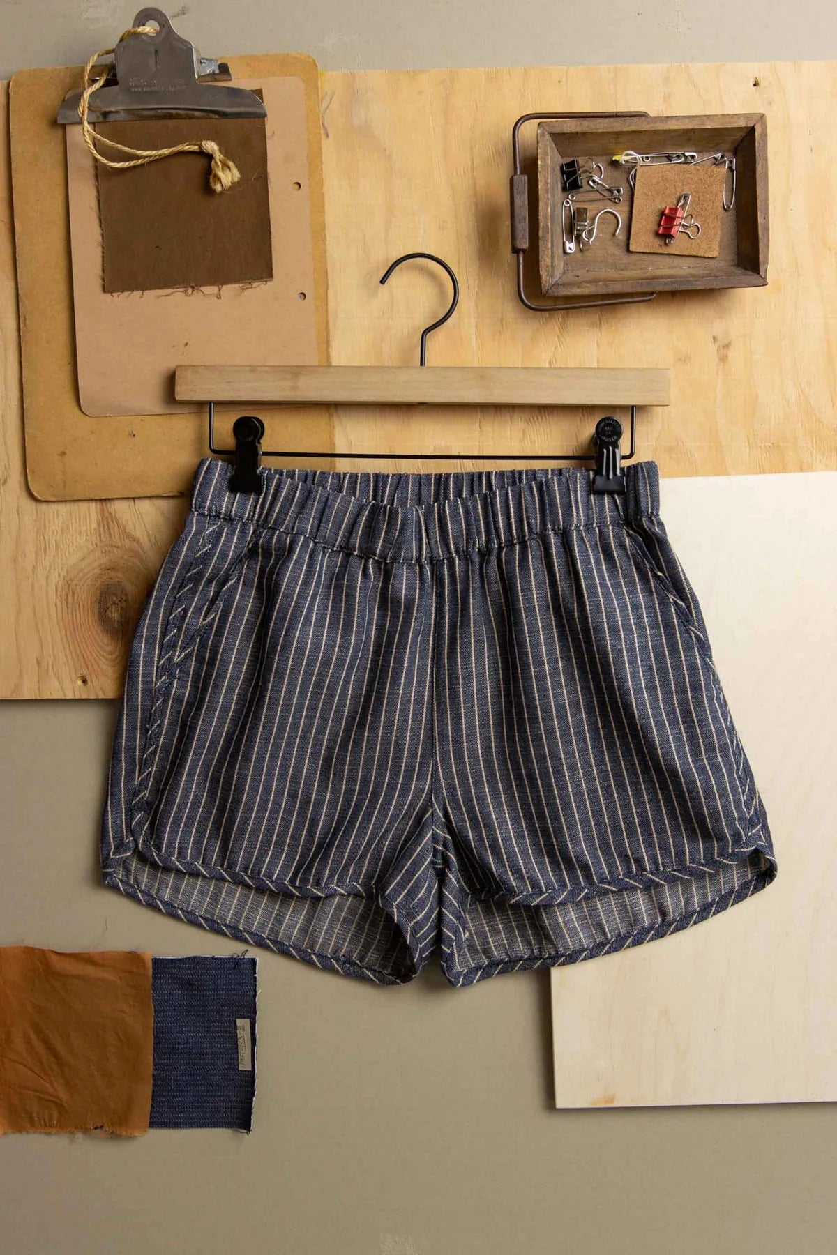 Luca Shorts in Denim Stripe | Bridge & Burn