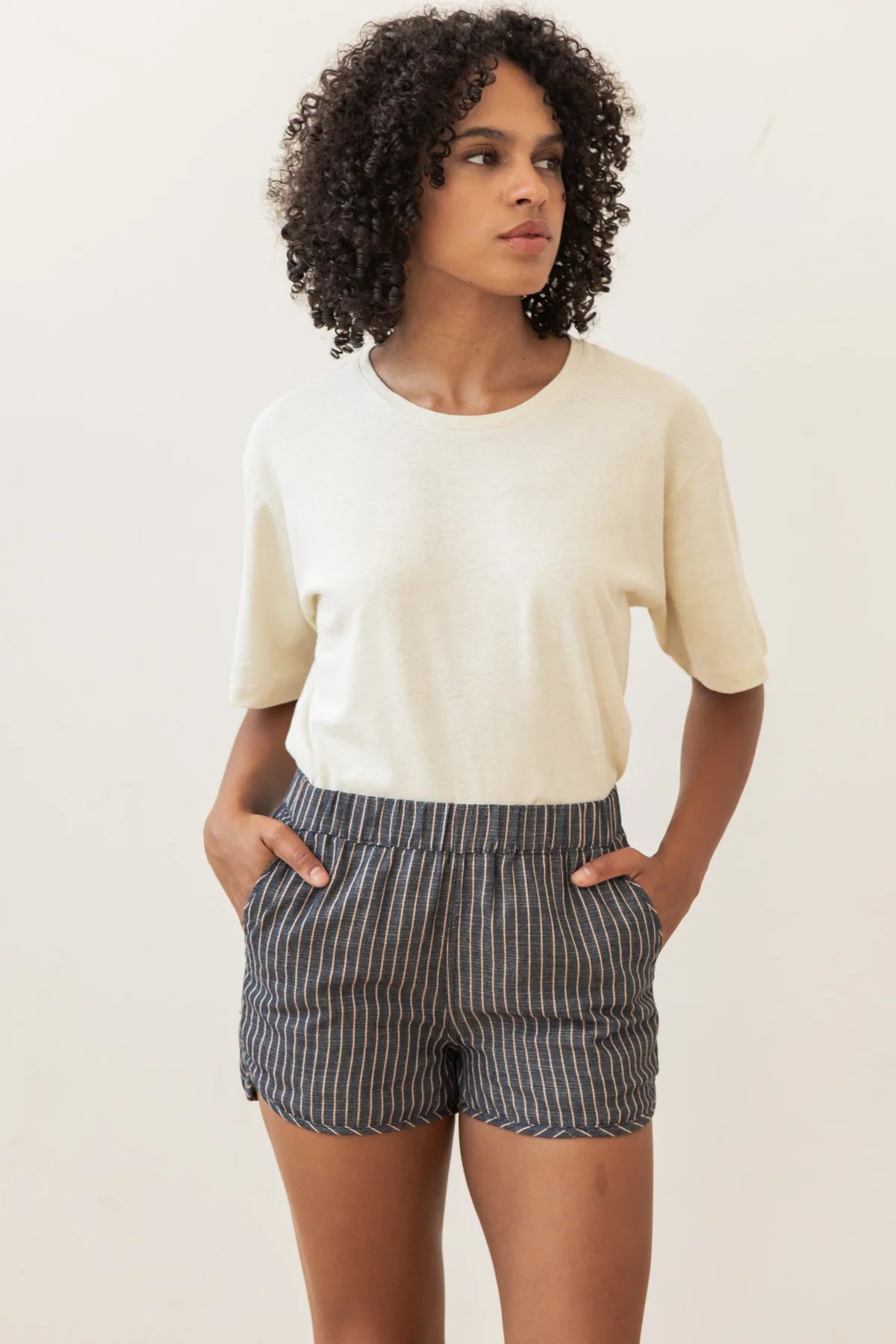 Luca Shorts in Denim Stripe | Bridge & Burn
