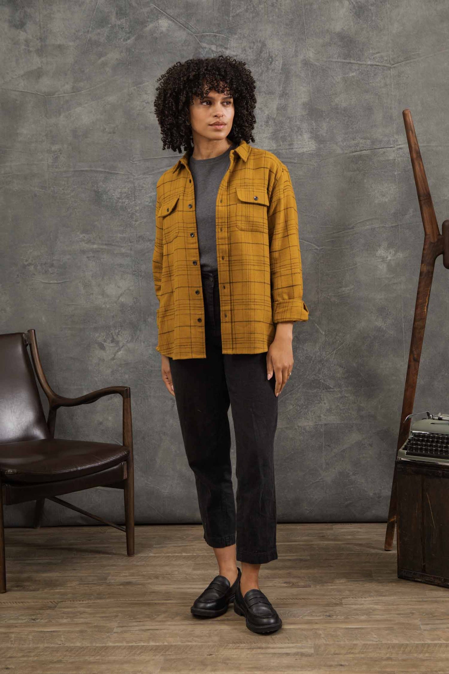 Lenon Shirt in Golden Plaid | Bridge & Burn