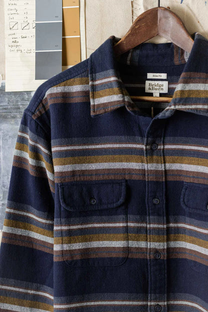 Cole Slim Shirt in Coastline Stripe | Bridge & Burn