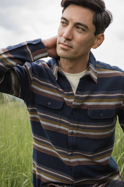 Cole Slim Shirt in Coastline Stripe | Bridge & Burn