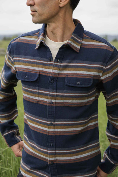 Cole Slim Shirt in Coastline Stripe | Bridge & Burn