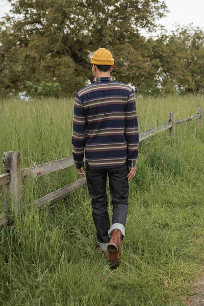 Cole Slim Shirt in Coastline Stripe | Bridge & Burn