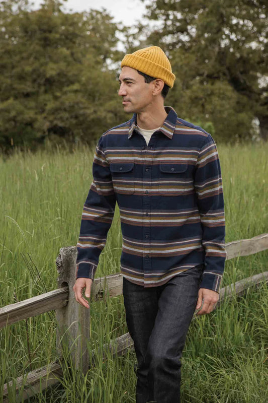 Cole Slim Shirt in Coastline Stripe | Bridge & Burn