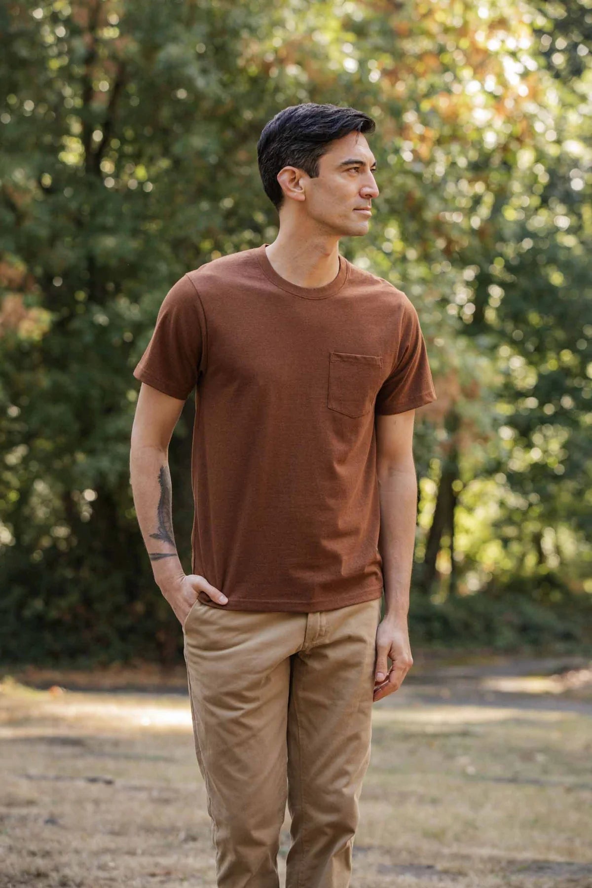Recycled Pocket Tee in Bronze | Bridge & Burn