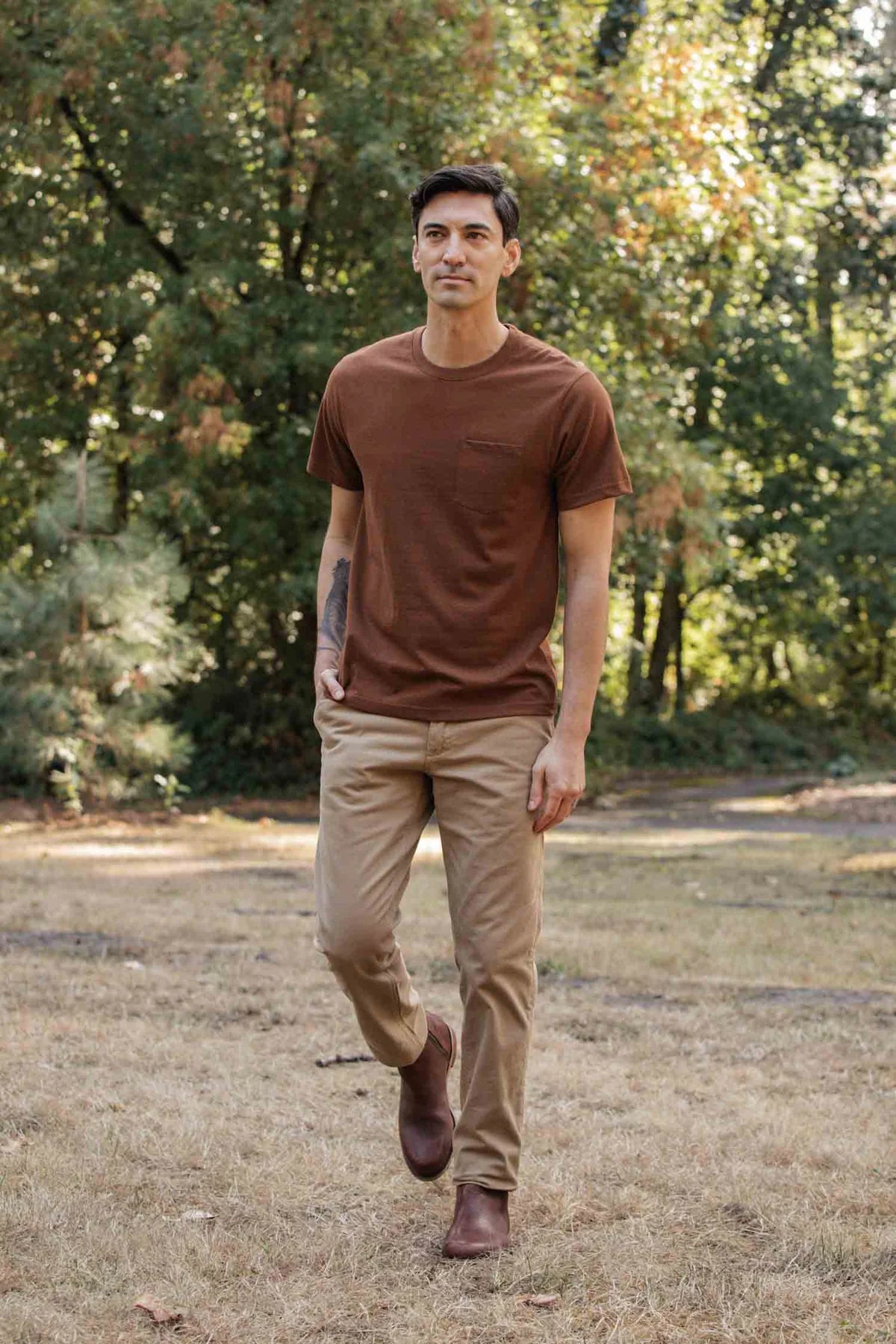 Recycled Pocket Tee in Bronze | Bridge & Burn