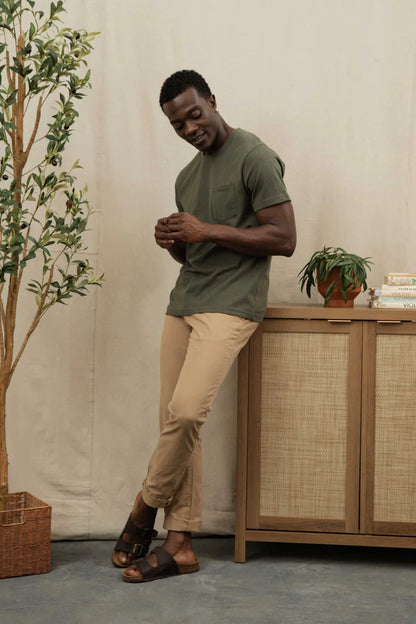Recycled Pocket Tee in Olive | Bridge & Burn