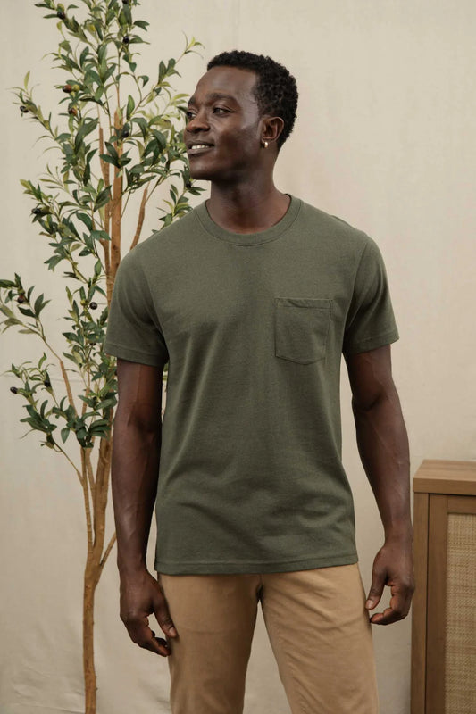 Recycled Pocket Tee in Olive | Bridge & Burn