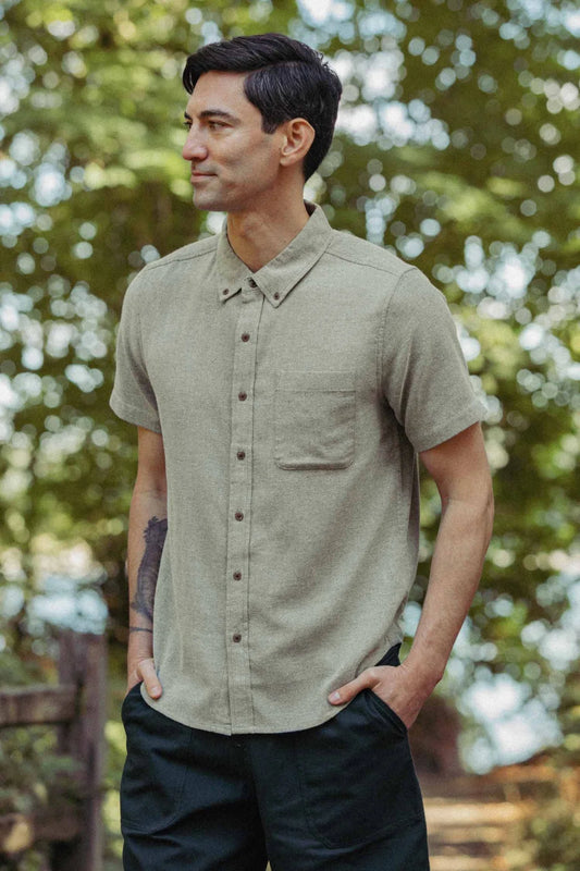 Bryce Shirt in Olive Twill | Bridge & Burn