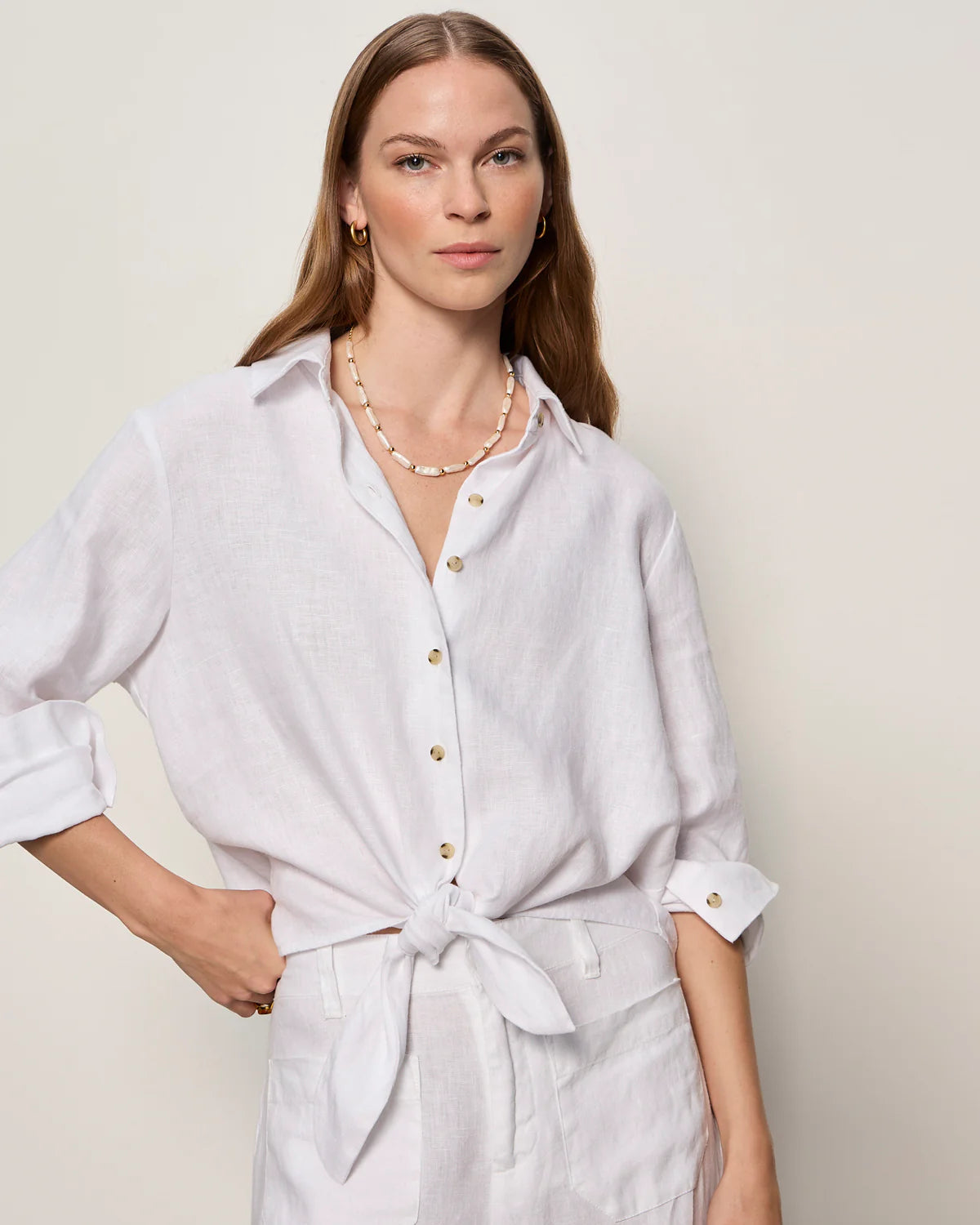 Linen Tie Top in White | Sanctuary