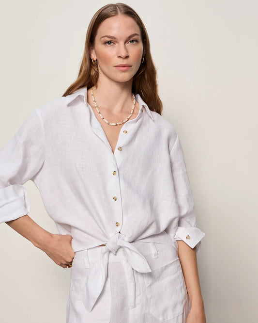 Linen Tie Top in White | Sanctuary