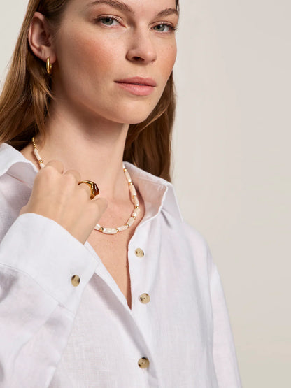 Linen Tie Top in White | Sanctuary