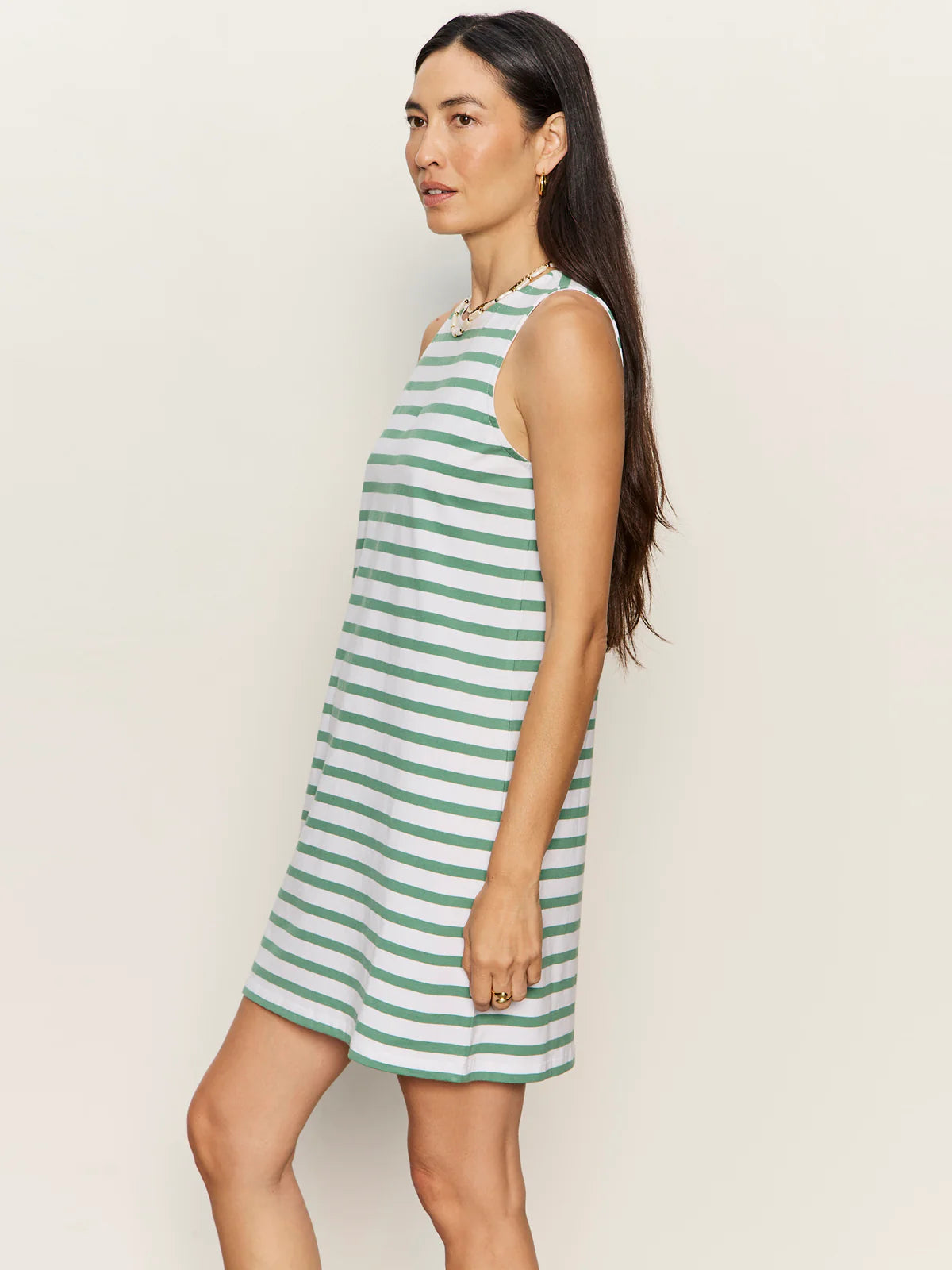 Sleeveless Shift Dress in Green Stripe | Sanctuary