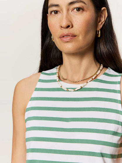 Sleeveless Shift Dress in Green Stripe | Sanctuary