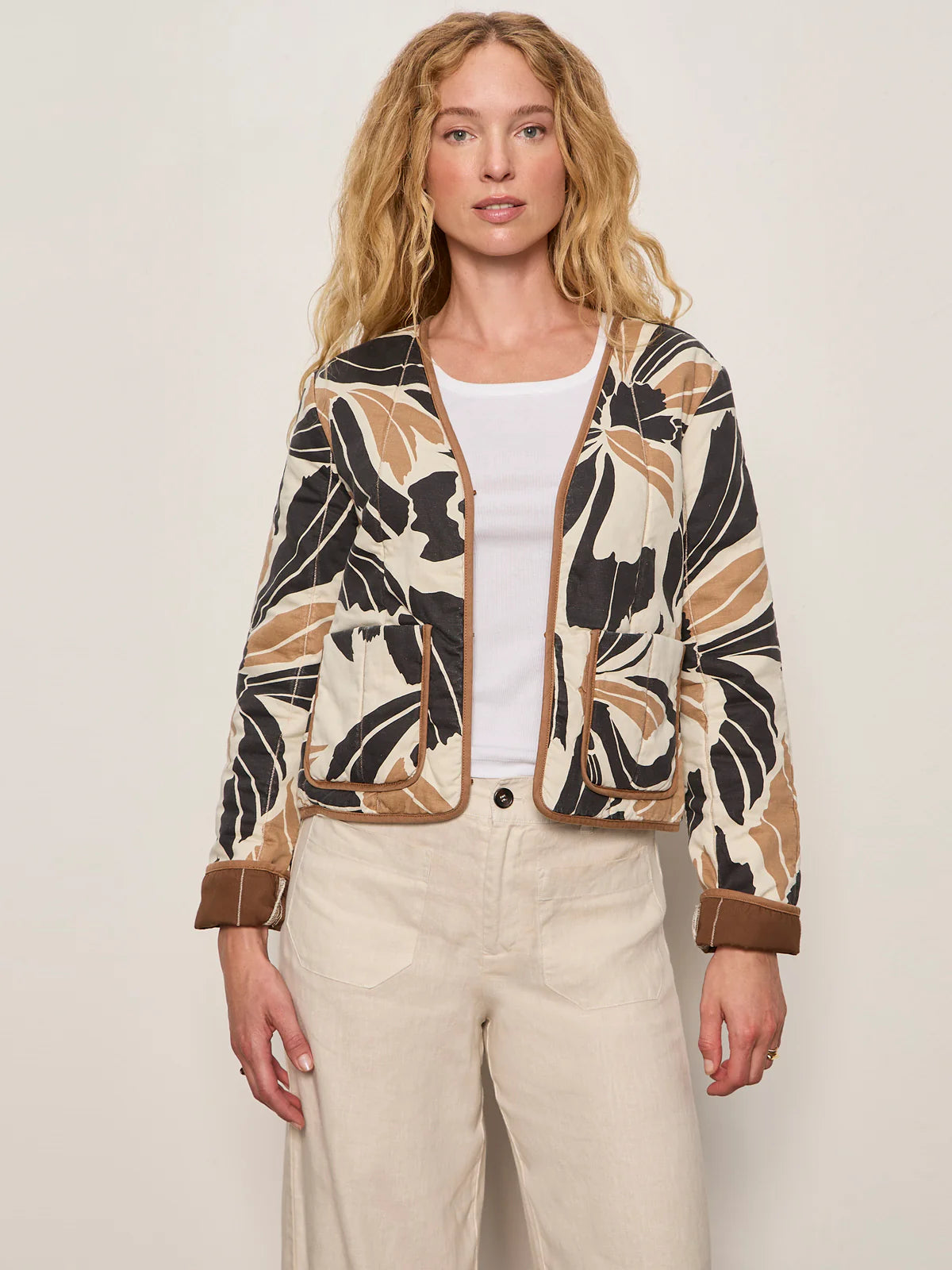 Soren Quilted Jacket in Lotus Print | Sanctuary