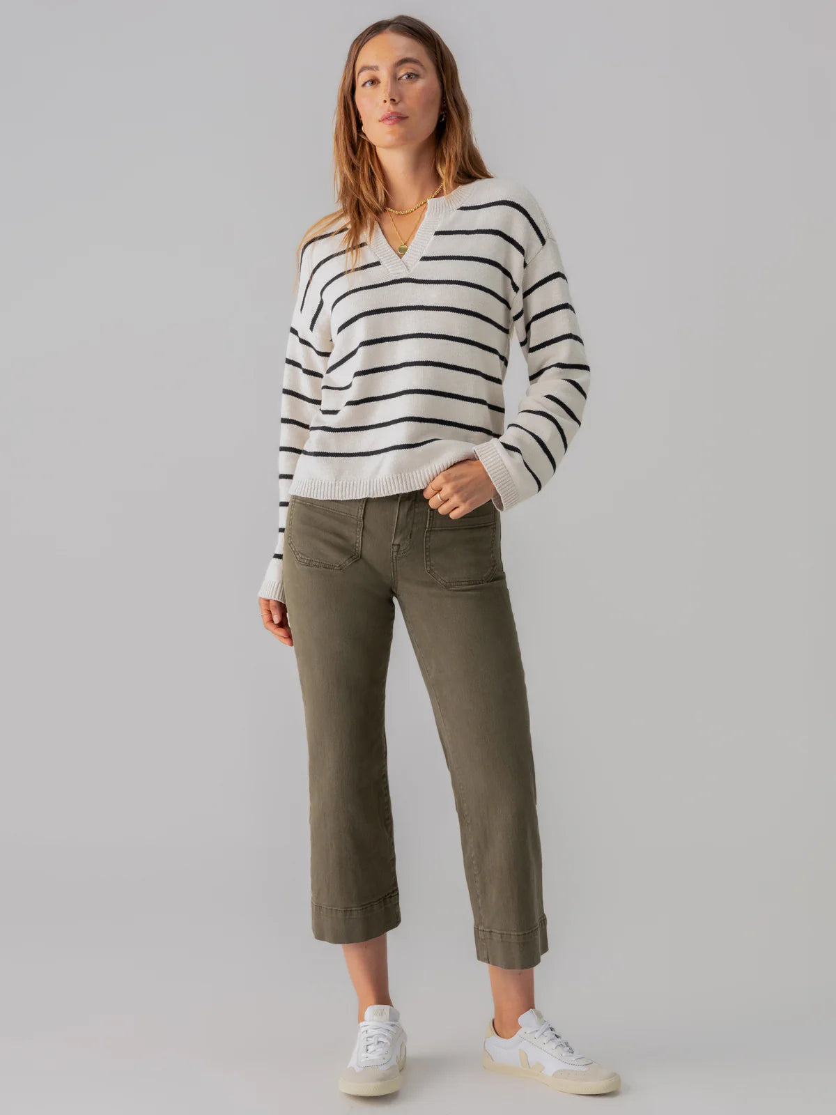 Marine Crop Jean in Olive Green