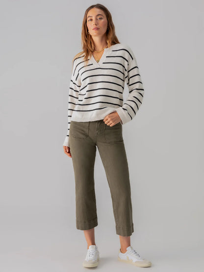 Marine Crop Jean in Olive Green