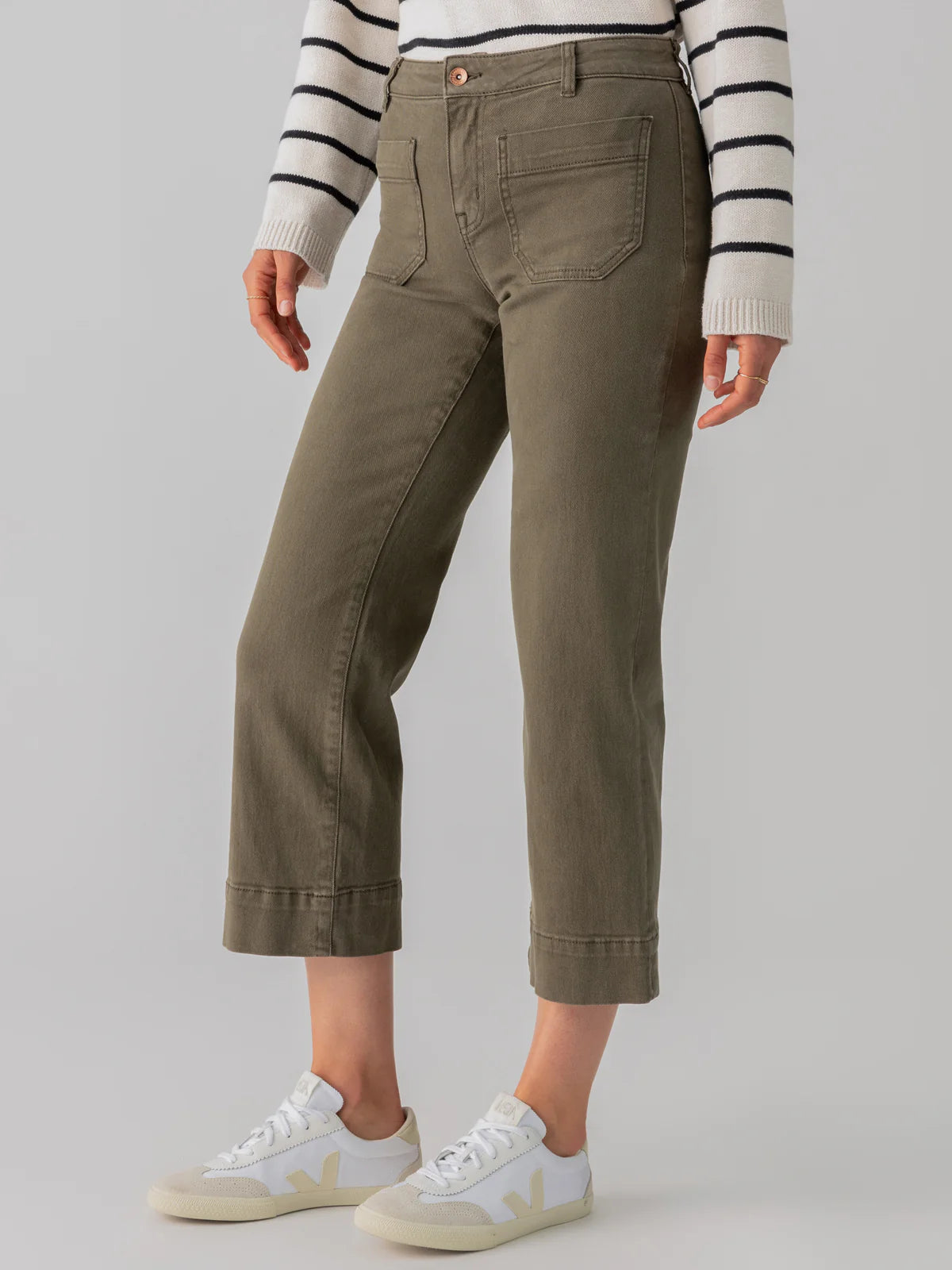 Marine Crop Jean in Olive Green