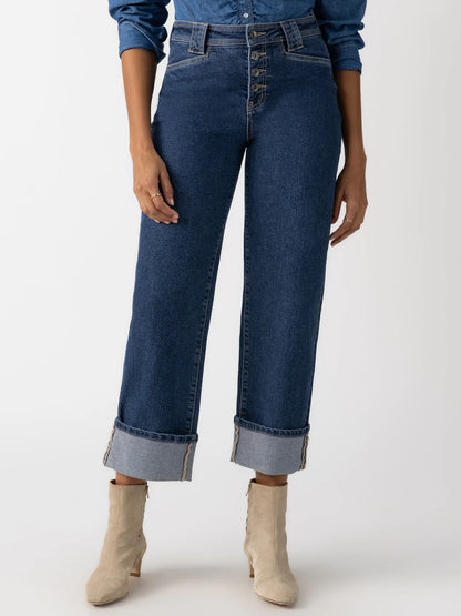 Luna Cuffed Straight Jean in Solstice