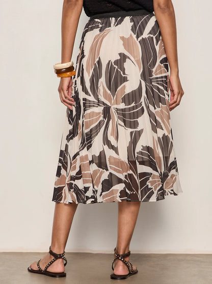 Pleated Midi Skirt in Lotus Print | Sanctuary