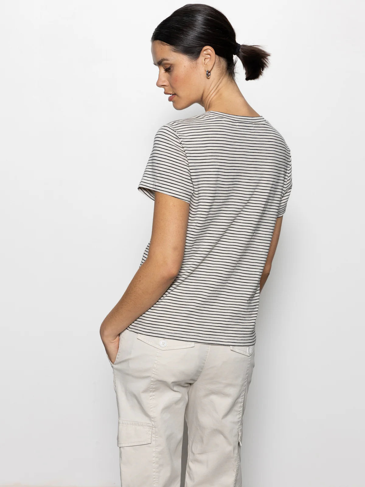 The Perfect Tee in Black/Stone Stripe | Sanctuary