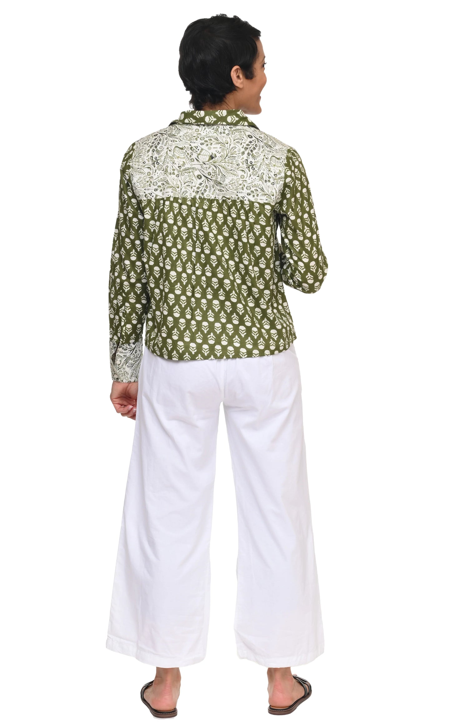 Melody Shirt in Delft Moss Print | Tulip