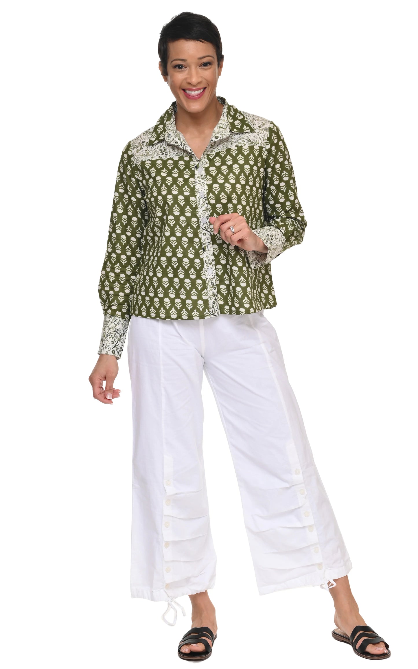 Melody Shirt in Delft Moss Print | Tulip