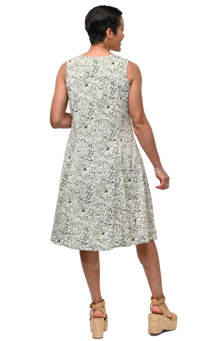 Poppy Dress in Moss Quail Print | Tulip