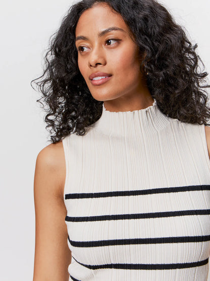 Ribbed Funnel Neck Top in Stripe | Sanctuary
