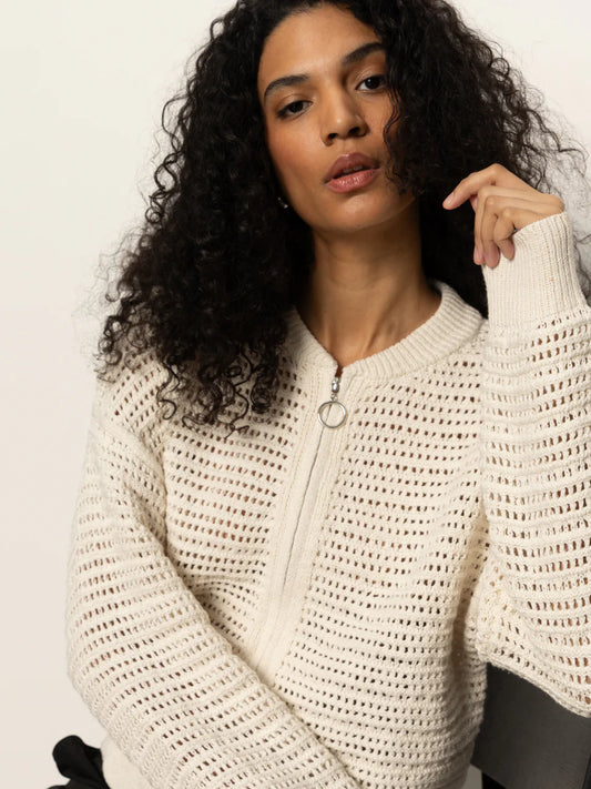 Open Knit Bomber in Chalk | Sanctuary