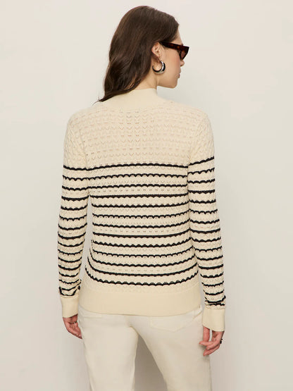 Striped Mock Neck in Vanilla | Sanctuary