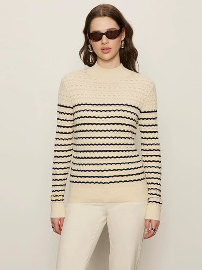 Striped Mock Neck in Vanilla | Sanctuary