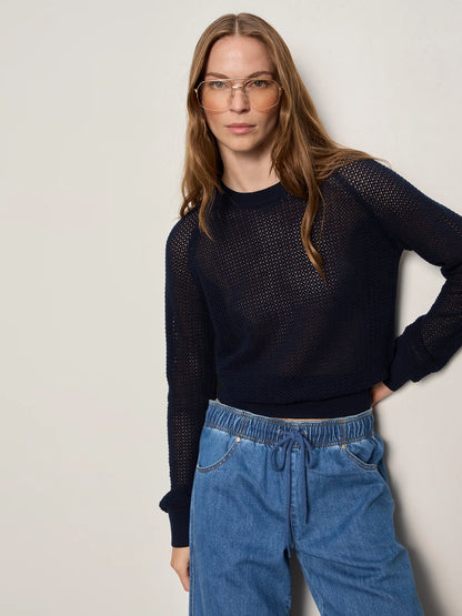 Open Stitch Sweater in Navy | Sanctuary