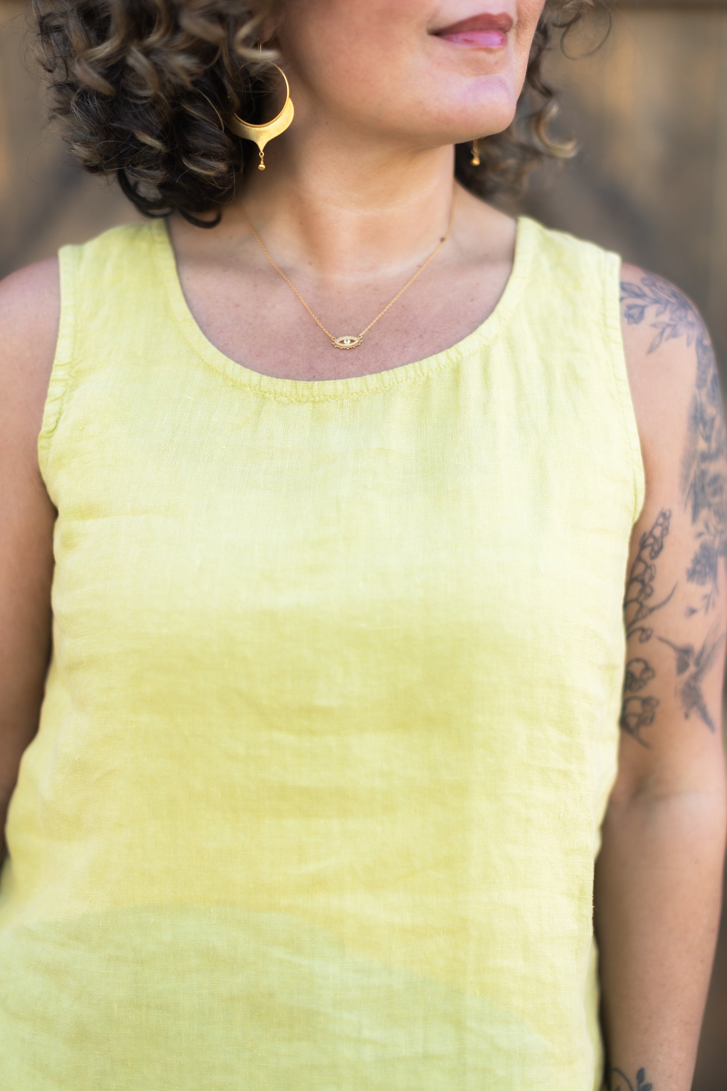 Boxy Linen Tank in Pear | Fenini