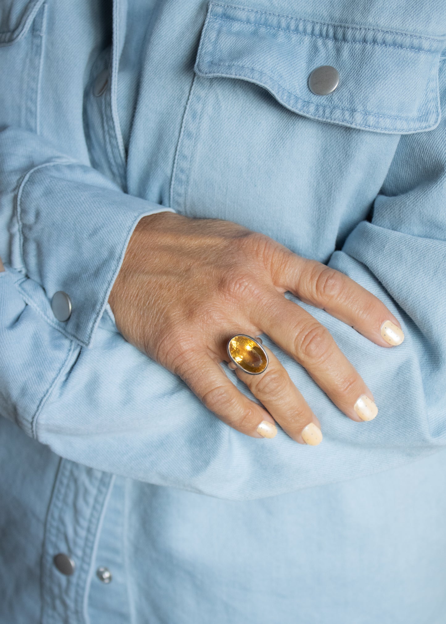 Large Oval Citrine Ring