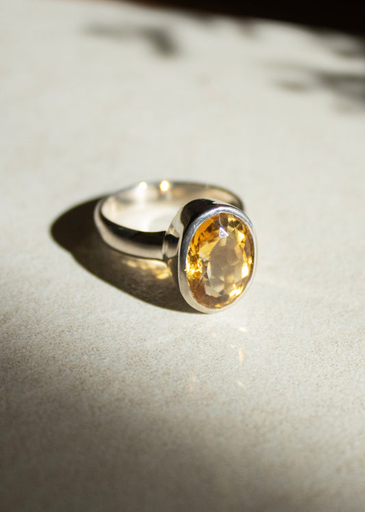 Small Oval Citrine Ring