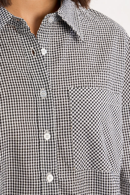 Black & White Gingham Relaxed Button Down
