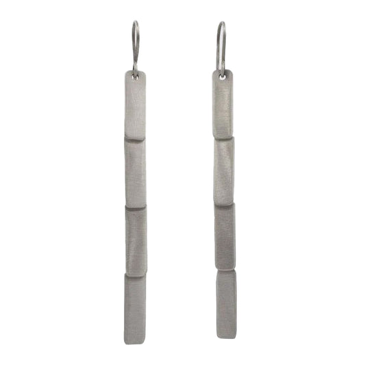 Silver Long Rectangular Cascade Earrings | Jane Diaz