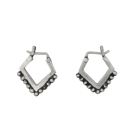 Silver Small Diamond Granulated Hoops | Jane Diaz