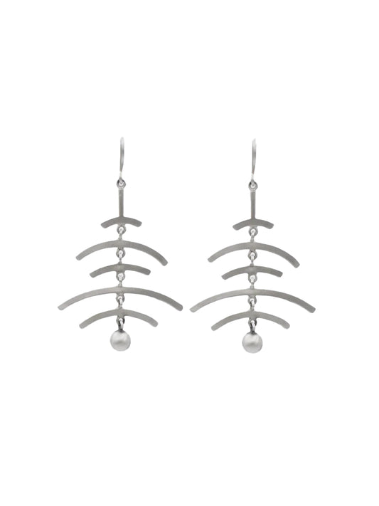 Large Arcs with Ball Dangle Earrings in Silver | Jane Diaz