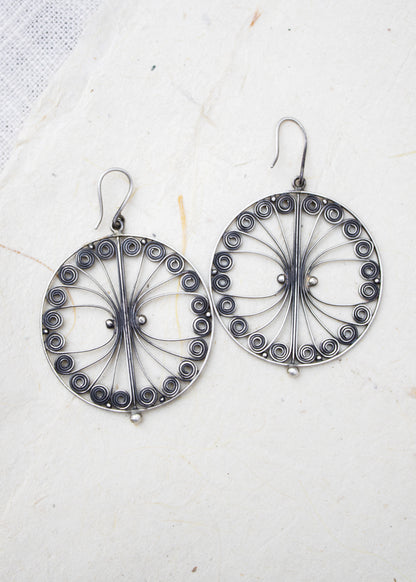 Handmade Filigree Circle Earrings in Sterling Silver | Jane Diaz