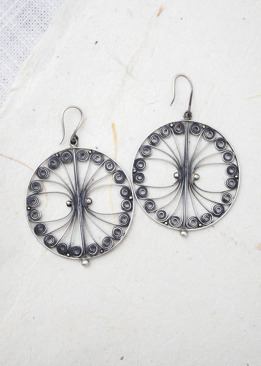 Handmade Filigree Circle Earrings in Sterling Silver