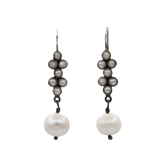 Pearl Cluster Earrings with Pearl Drop | Jane Diaz