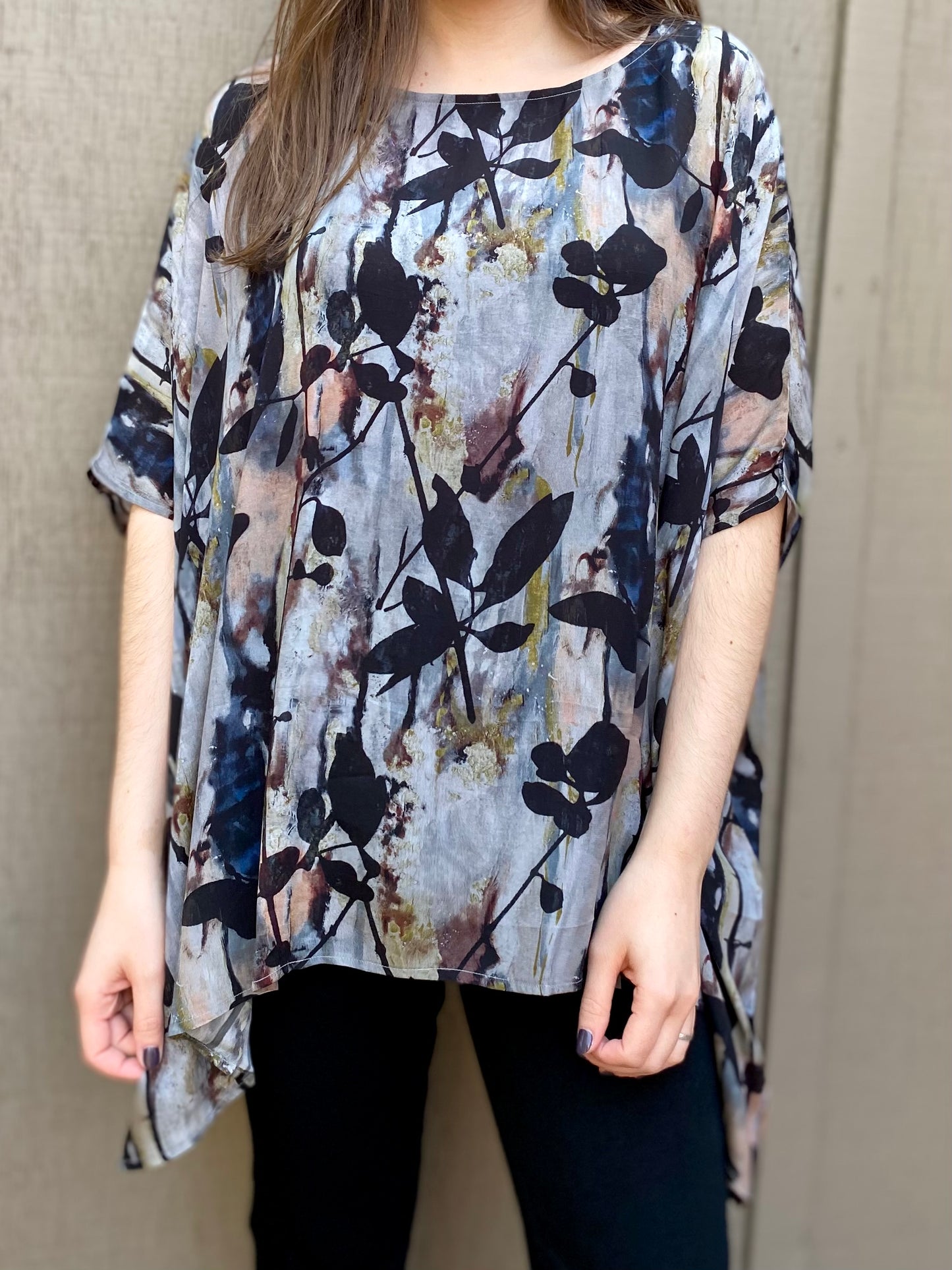 Short Kaftan in Midnight Floral