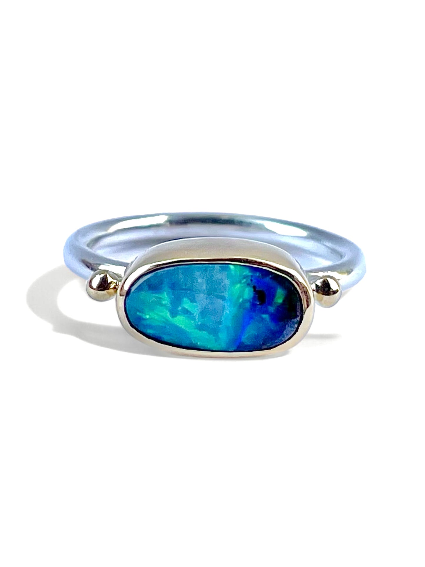 Oval Boulder Opal Ring