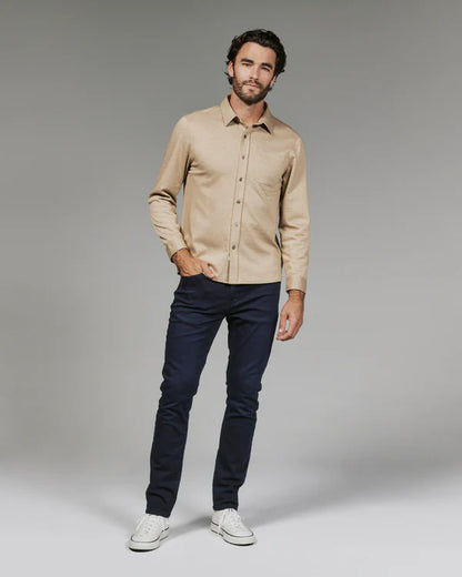 Generation Knit Shirt in Tan Herringbone